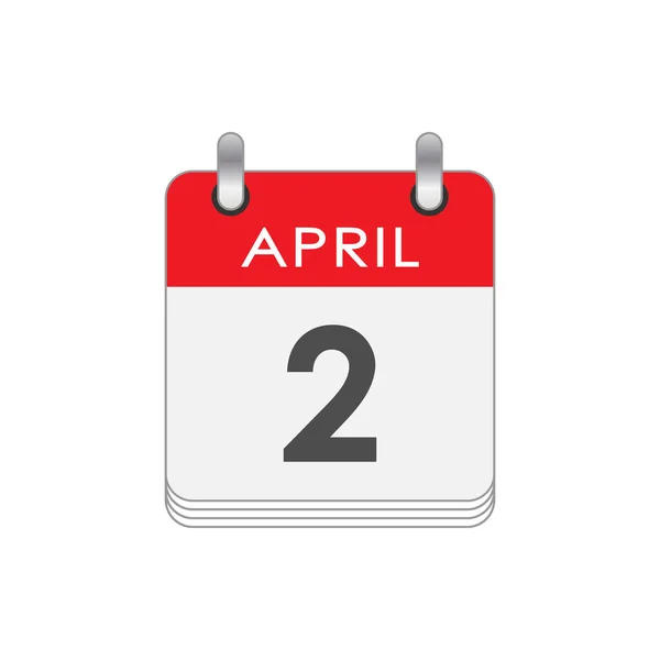 Απριλίου Φύλλο Του Ημερολογίου Ημερομηνία Απριλίου Επίπεδο Στυλ — Διανυσματικό Αρχείο
