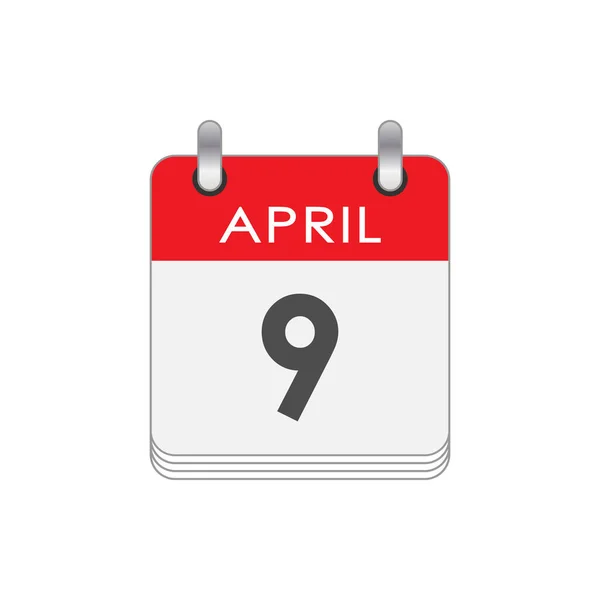 Απριλίου Ένα Φύλλο Του Ημερολογίου Ημερομηνία Απριλίου Επίπεδο Στυλ — Διανυσματικό Αρχείο