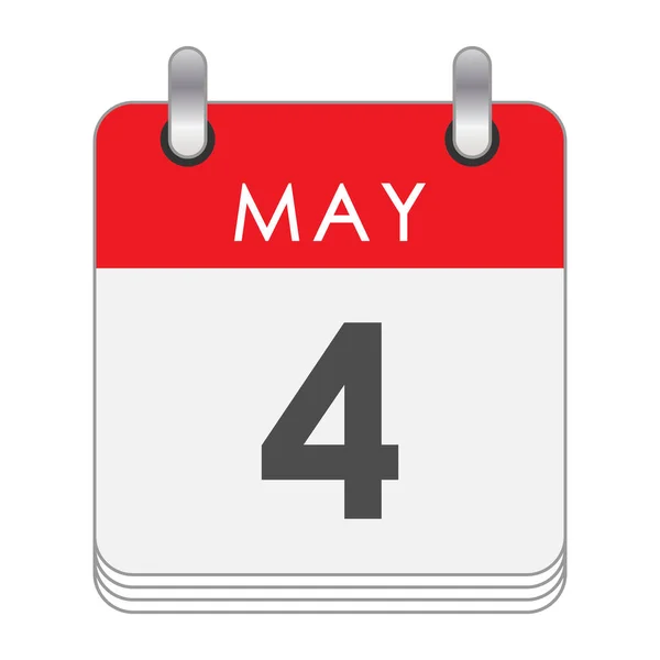 五月四日日期为5月4日的翻转日历的一页 平面风格 — 图库矢量图片
