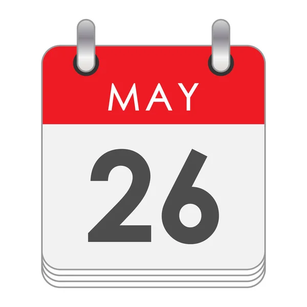 5月26日 フリップカレンダーの葉は5月26日の日付 — ストックベクタ