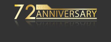 Yansımalı 72. yıl dönümü için altın tebrik yazısı. Kartpostallar, afişler, afişler, selamlar, dekorasyon ve yaratıcı tasarım için dekoratif unsur. Basit biçim.