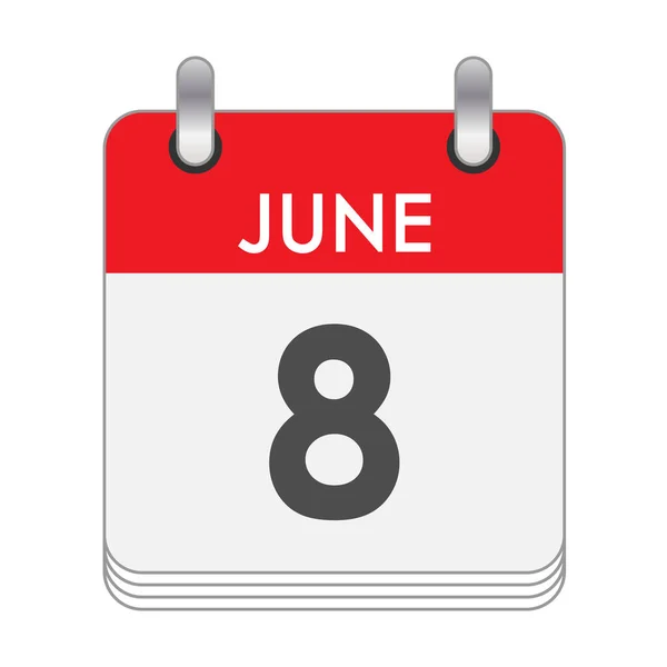 June Leaf Flip Calendar Date June Flat Style — Stock Vector