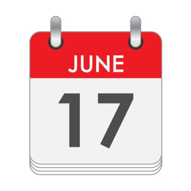 17 Haziran 'da. 17 Haziran tarihli bir takvim sayfası. Düz biçim.
