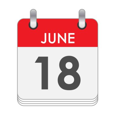 18 Haziran 'da. 18 Haziran tarihli bir takvim sayfası. Düz biçim.