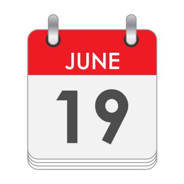 19 Haziran 'da. 19 Haziran tarihli bir takvim sayfası. Düz biçim.