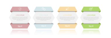 Gelişmenin 4 aşaması, geliştirme ya da eğitim. Ticari, finans, proje, plan veya pazarlama için görsel eylem simgelerine sahip bilgi grafikleri. Düz vektör biçimi