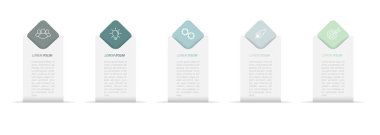 Gelişmenin 4 aşaması, geliştirme ya da eğitim. İş, finans, proje, plan veya pazarlama için görsel eylem simgelerine sahip bilgi grafikleri. 