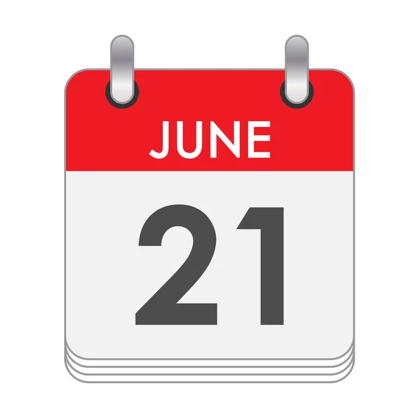 Junio Una Hoja Del Calendario Volteretas Con Fecha Del Junio — Archivo Imágenes Vectoriales