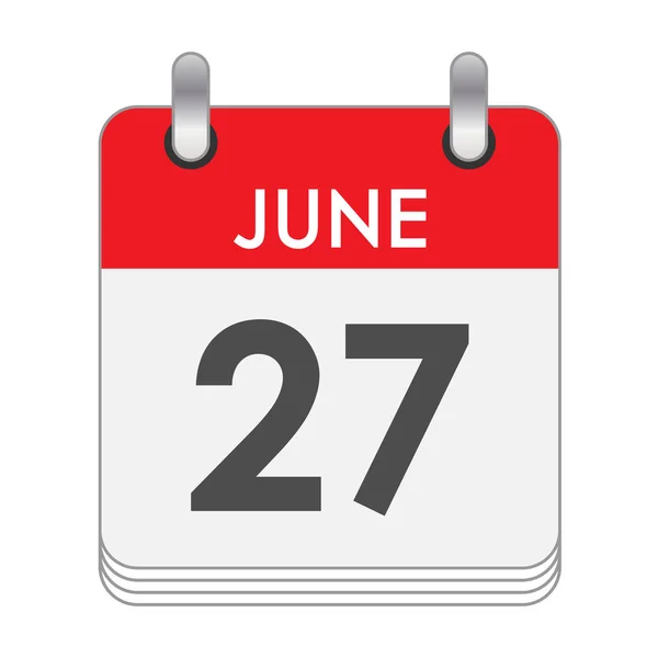 Junio Una Hoja Del Calendario Volteretas Con Fecha Del Junio — Archivo Imágenes Vectoriales