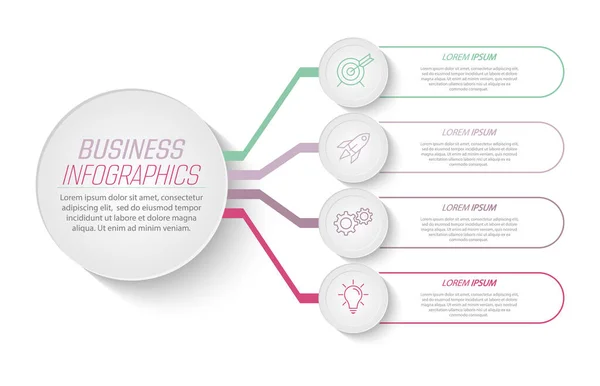 Infografías Pasos Visualización Datos Empresariales Proyectos Capacitaciones Planes Desarrollo Estrategias — Archivo Imágenes Vectoriales