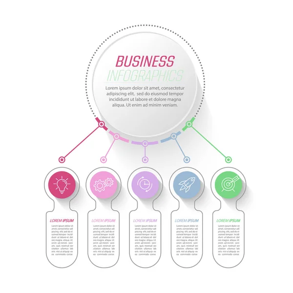 Infografías Visualización Datos Empresariales Proyectos Capacitaciones Planes Desarrollo Estrategias Pictogramas — Archivo Imágenes Vectoriales