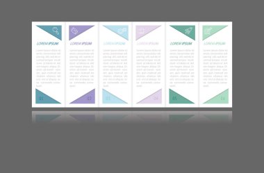 İş Bilgileri. Sonuca ulaşmak için 6 adım. Geliştirme aşamaları, iş akışı, pazarlama veya plan. İkonlarla iş stratejisi. Rapor diyagramı, istatistik ve eğitim.