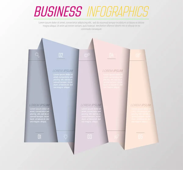 Business Infographics Pasos Para Lograr Resultado Etapas Desarrollo Flujo Trabajo — Vector de stock