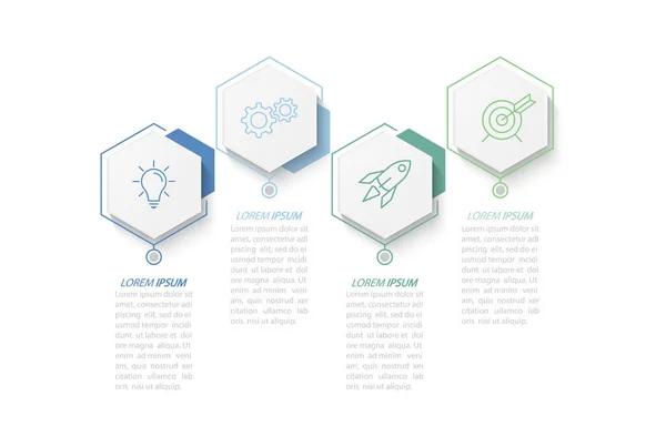 Business Infographics Pasos Para Lograr Resultado Etapas Desarrollo Flujo Trabajo — Archivo Imágenes Vectoriales