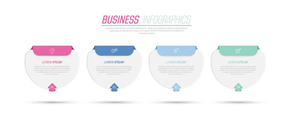 Business Infographics Pasos Para Lograr Resultado Etapas Desarrollo Flujo Trabajo — Archivo Imágenes Vectoriales