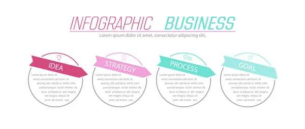 Infographies Commerciales Étapes Pour Atteindre Résultat Étapes Développement Flux Travail — Image vectorielle