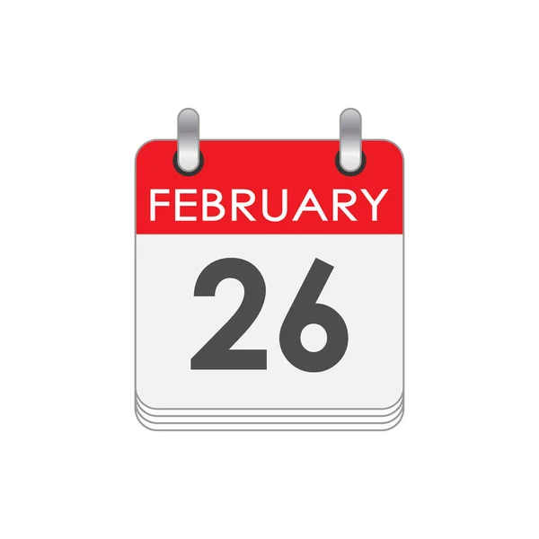 Febrero Una Hoja Del Calendario Con Fecha Del Febrero Estilo — Vector de stock