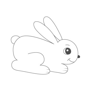 Tavşan. Boyama kitapları, yapıştırma kitabı, çocuk gelişimi ve yaratıcı tasarım için boş bir taslak. Doğrusal biçim.