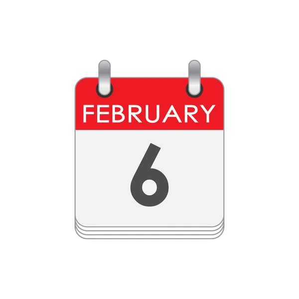 Febrero Una Hoja Del Calendario Con Fecha Del Febrero Estilo — Archivo Imágenes Vectoriales