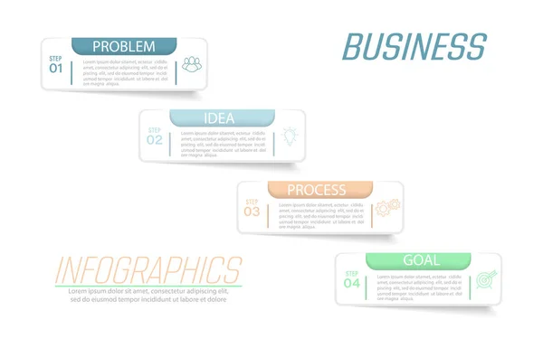 Business Infographics Stages Achieving Goal Stages Workflow Development Marketing Plan — Stock Vector