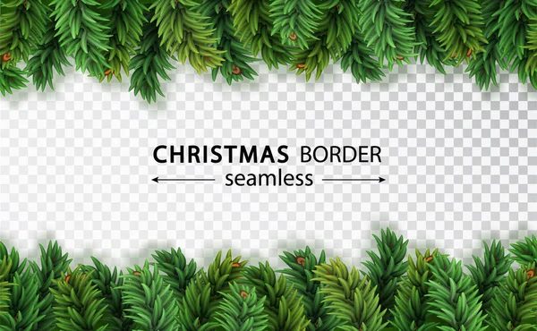 Χριστουγεννιάτικο δέντρο απρόσκοπτη σύνορα απομονώνονται σε διαφανές φόντο. Διάνυσμα Χριστουγεννιάτικο δέντρο γιρλάντα διακόσμηση ή σχέδια διακοπών — Διανυσματικό Αρχείο