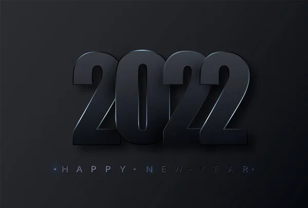 Gott nytt år 2022. Svarta pappersnummer. Gott nytt år Banner. Mörk vektor semester illustration. — Stock vektor