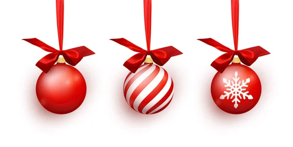 Bolas rojas de Navidad. Bola de cristal de Navidad. Plantilla de decoración navideña. Ilustración vectorial — Archivo Imágenes Vectoriales