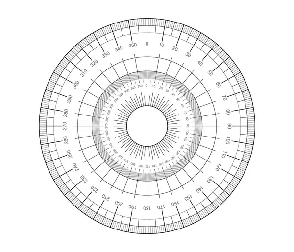 Měřím izolovaný kruh. Obrys Úhel měření kružnice. — Stockový vektor