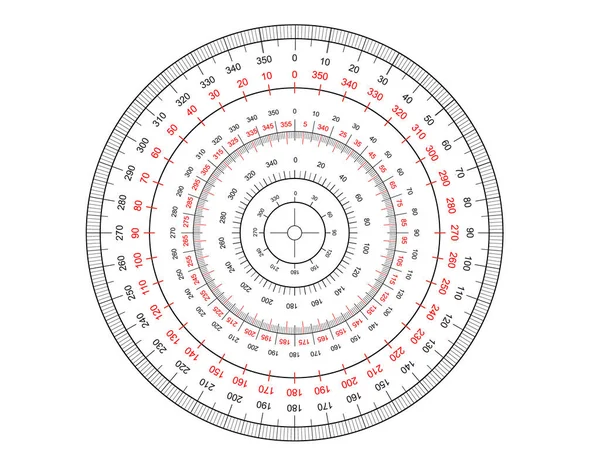 Mesure de l'échelle circulaire. Indicateur de niveau, accélération de mesure, compteur circulaire, compteur rond — Image vectorielle