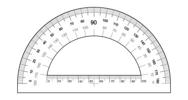 Protractor ruler isolated on the white background. Vector template of degree measuring scale of angles. clipart