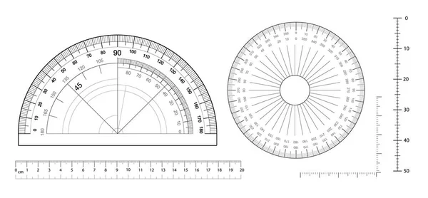 Angles Measuring Tool Set 360 Protractors Scale 180 Degrees Measure Royalty Free Stock Illustrations
