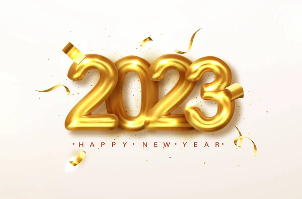 2023 Happy New Year Gold Design Metallic Numbers Date 2023 — 图库矢量图片