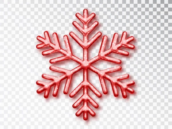 Red Snowflake Isolated Realistic Vector Christmas Decoration — Stock Vector