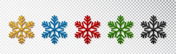 Νιφάδες Χιονιού Θέτουν Διαφορετικά Χρώματα Ρεαλιστική Αφρώδης Χριστουγεννιάτικη Διακόσμηση Απομονωμένη — Διανυσματικό Αρχείο