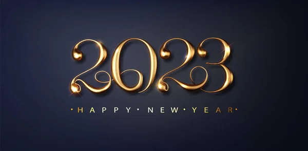 Happy New Year 2023 Banner Golden Vector Luxury Text 2023 — Stock Vector