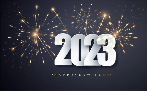 以烟火为背景的2023年新年贺卡 — 图库矢量图片