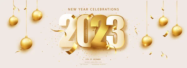 Bonne Année 2023 Numéros Sur Fond Blanc Design Carte Voeux — Image vectorielle