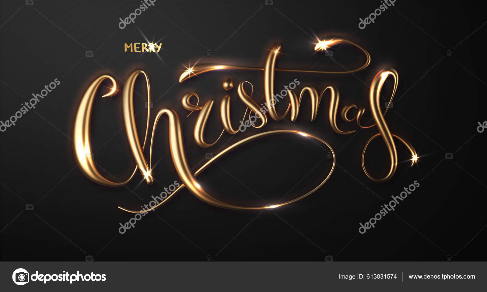 Glædelig Jul Banner Skabelon Mørk Baggrund Guld Kalligrafi Bogstaver
