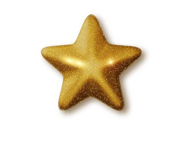 Gold 3d star glliter isolated on white background. High quality illustration