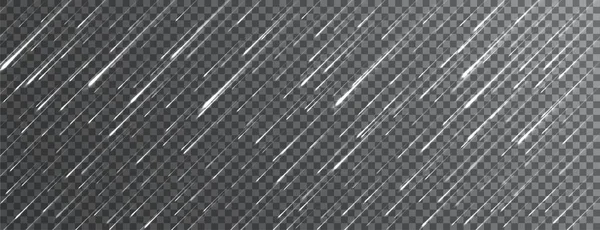 Pioggia Gocce Realistico Sfondo Trasparente Piogge Naturali Modello Illustrazione Vettoriale — Vettoriale Stock