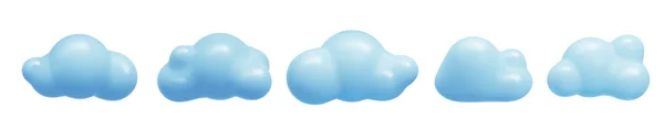 Niebieski Pastel Realistyczne Chmury Ustawić Pojedyncze Białe Tło Render Miękkie — Wektor stockowy