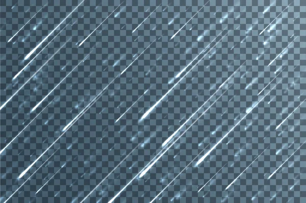 透明な背景に雨の影響 雨のテンプレートを斜めの現実的なストレッチ — ストックベクタ
