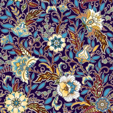 Dekoratif çiçeklerle kusursuz desen