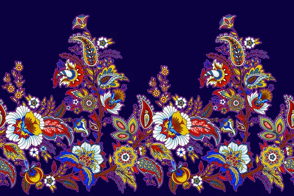 Textil pintado floral sin costuras a la manera de la producción india — Archivo Imágenes Vectoriales