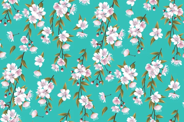 Seamless spring pattern with cherry blossom — стоковый вектор