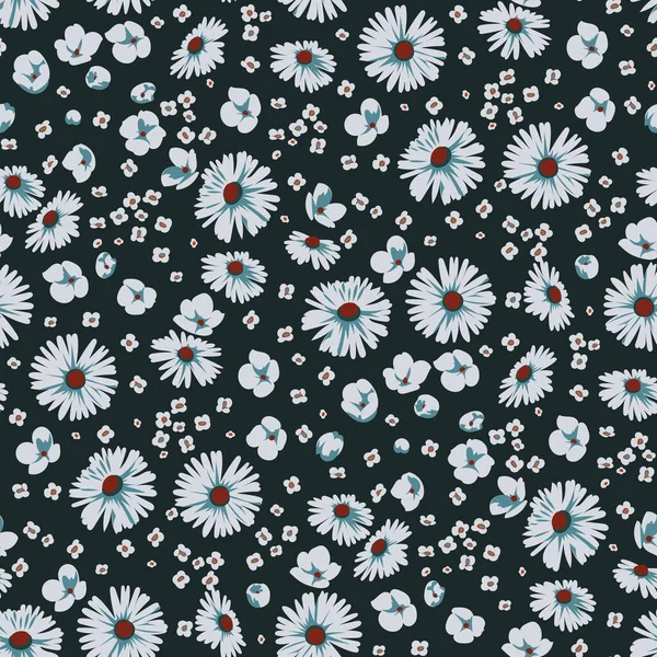 Motif floral sans couture avec prairie de marguerite — Image vectorielle