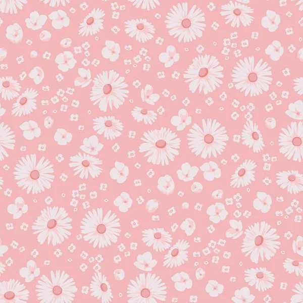 Floral seamless pattern with daisy meadow — Stock Vector