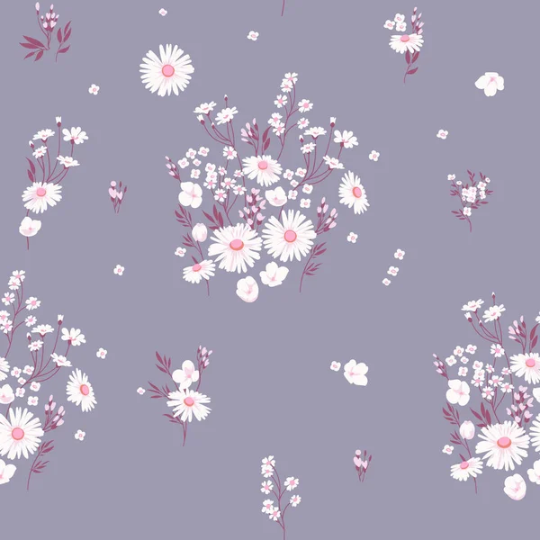 Floral seamless pattern with daisy meadow — Stockvektor