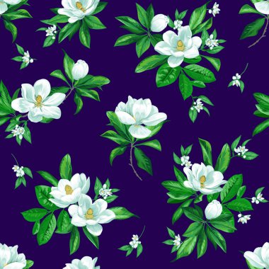 Çiçek açan manolyalı tropikal dikişsiz iz.