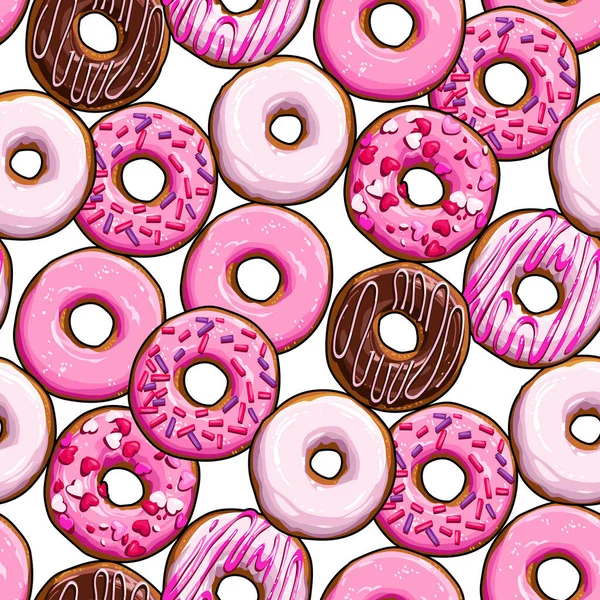 Nahtloser Hintergrund mit rosa Donuts — Stockvektor